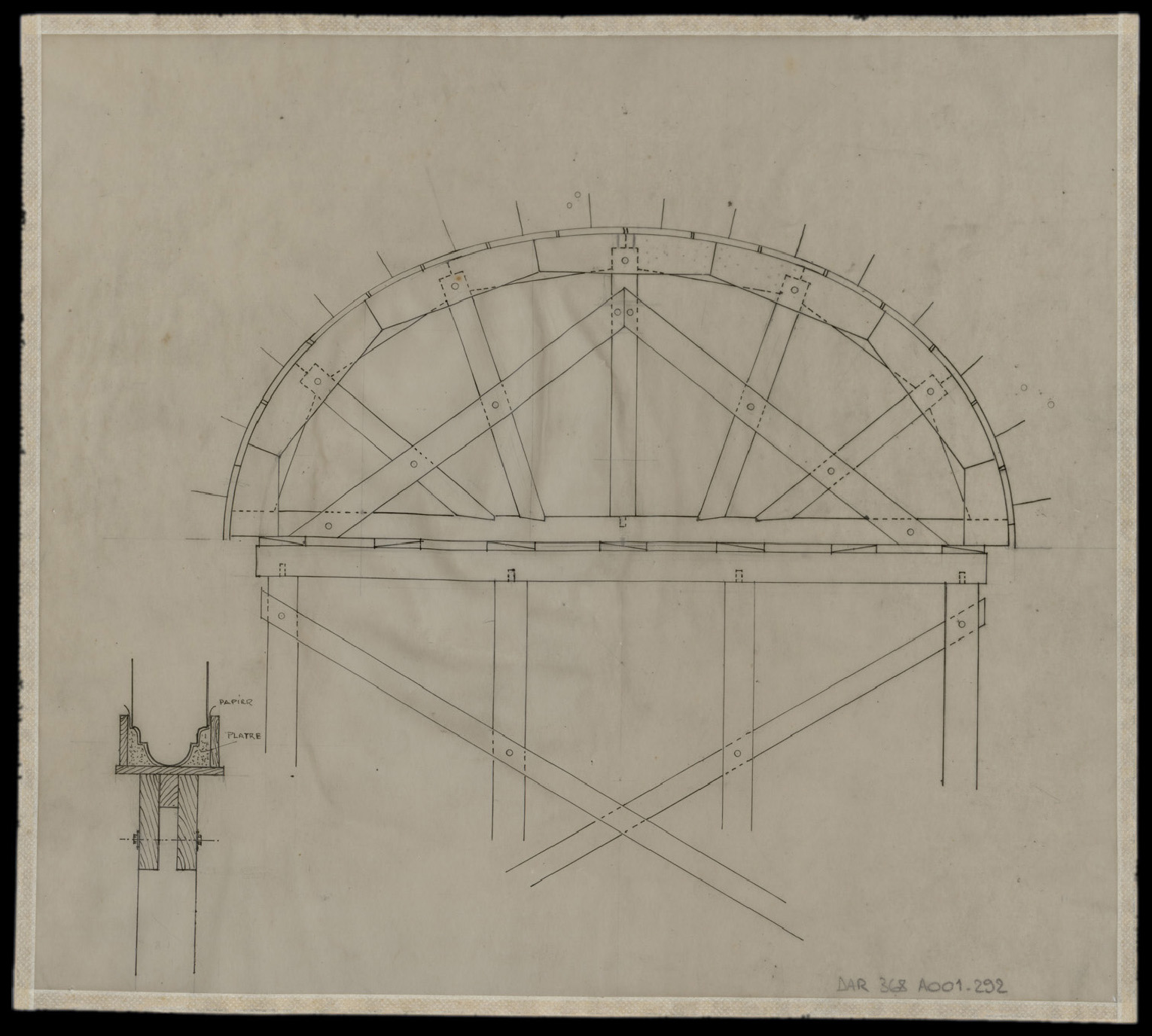 Etaiement d’une arche et détail d’assemblage.