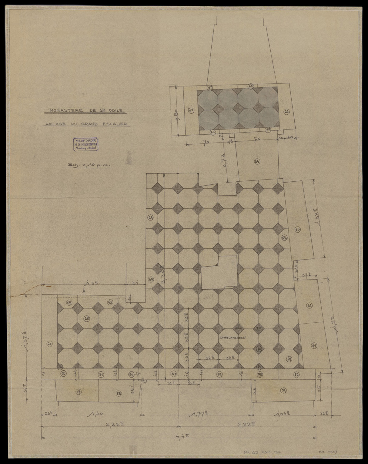 Grand escalier, plan du dallage.