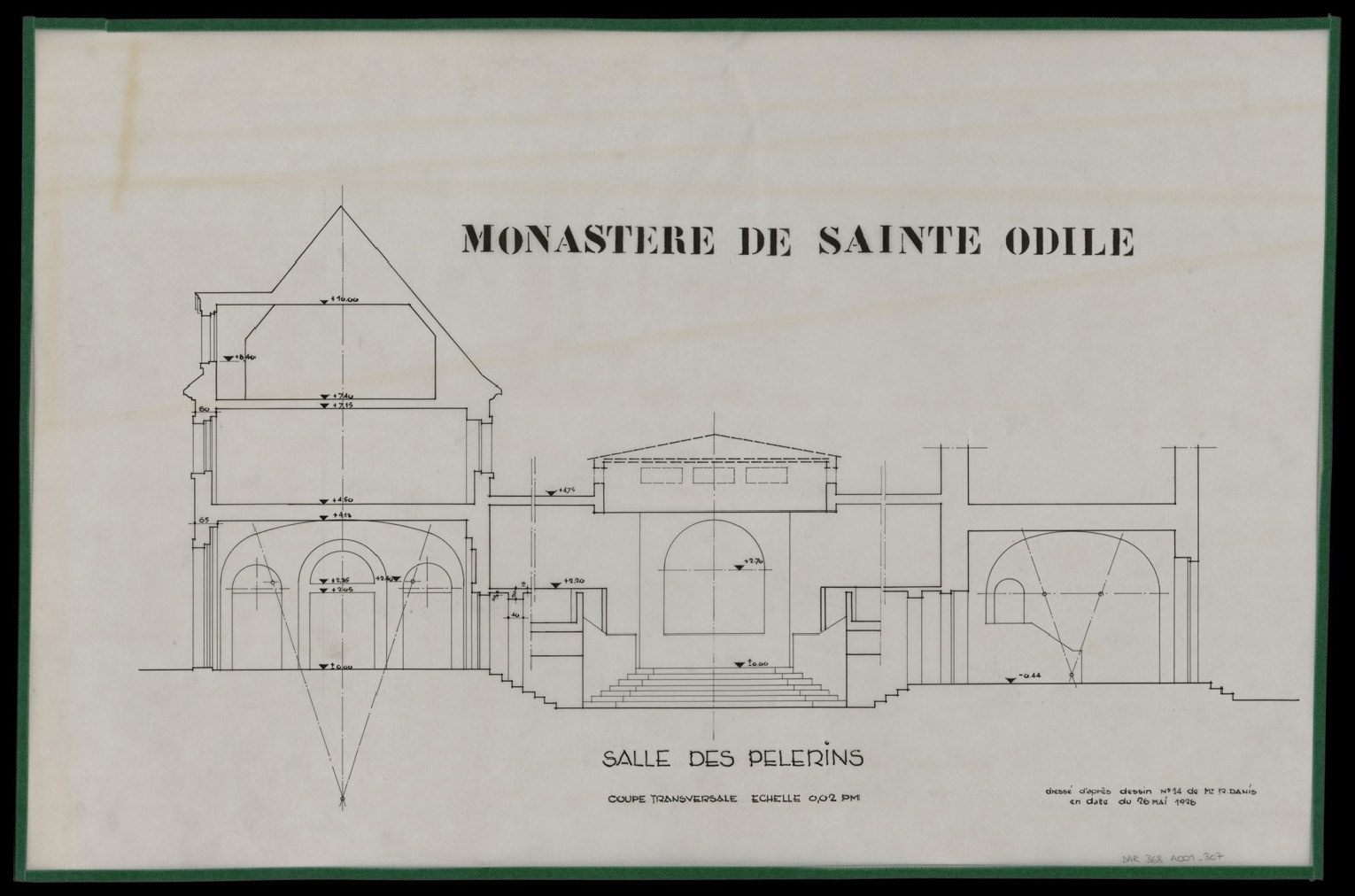 Salle des pèlerins, coupe transversale.