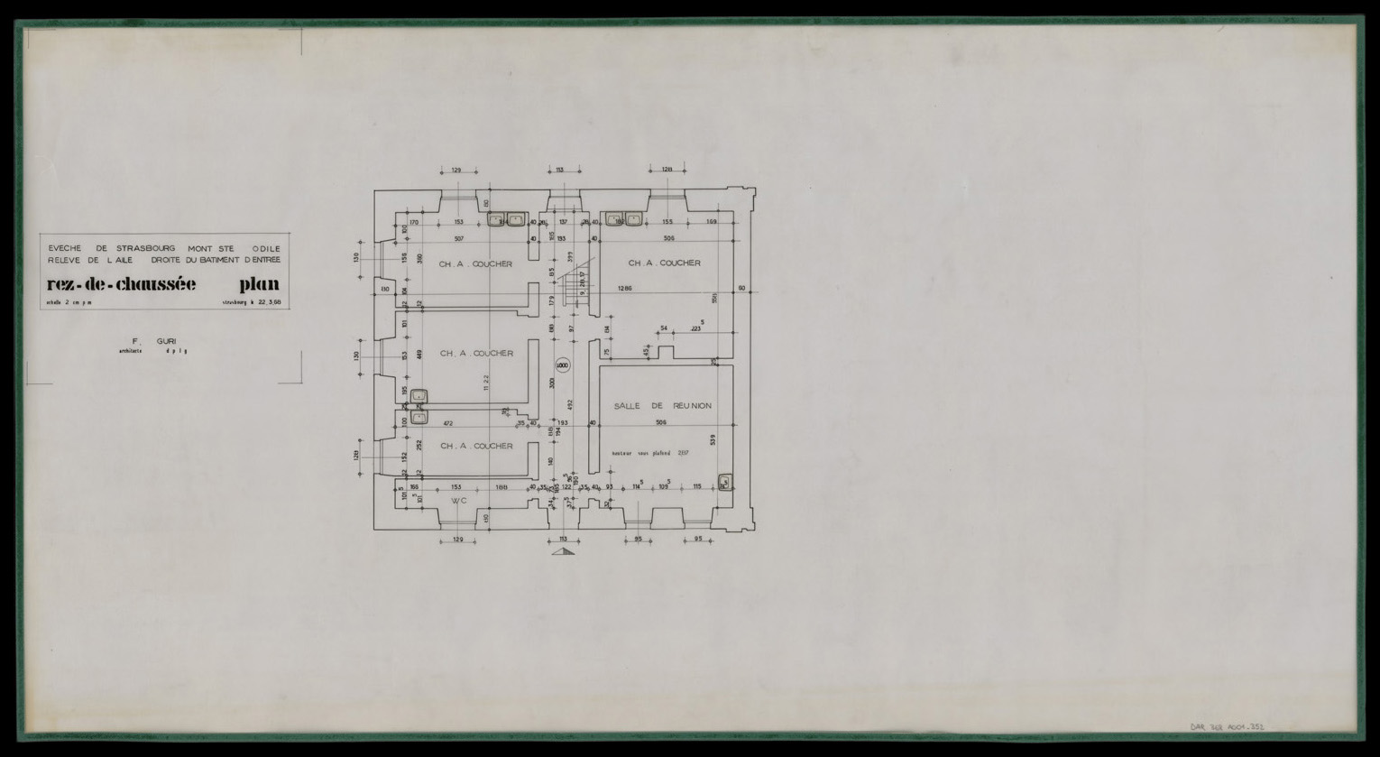 Aile droite du bâtiment d’entrée, plan de masse du rez-de-chaussée.