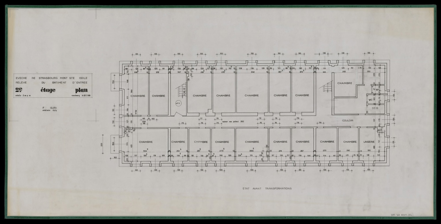 Bâtiment d’entrée, plan de masse du deuxième étage.