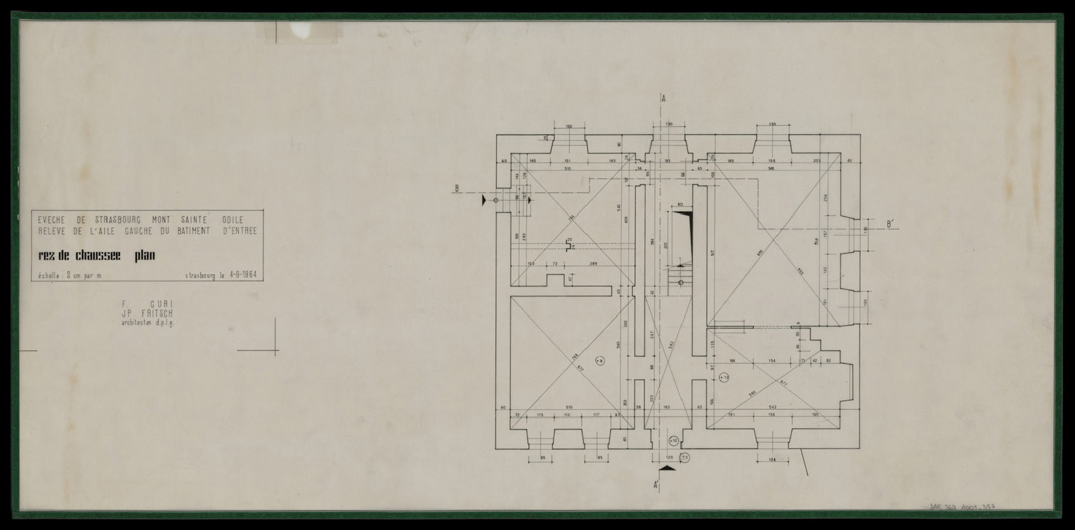 Aile gauche du bâtiment d’entrée, plan de masse du rez-de-chaussée.