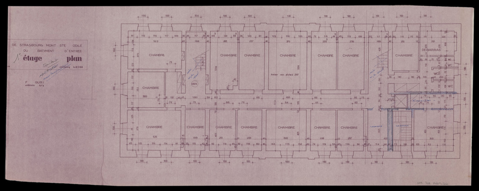 Bâtiment d’entrée, plan de masse du premier étage.