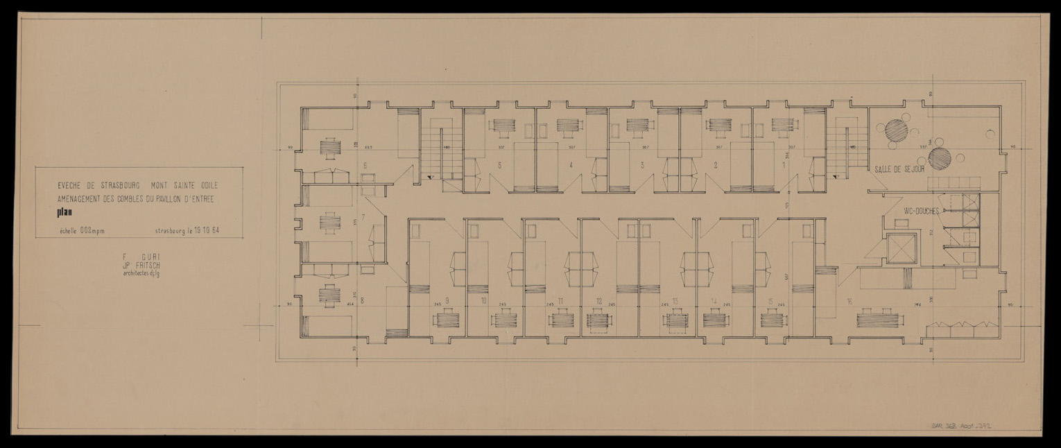 Projet d’aménagement des combles du pavillon d’entrée, plan de masse.