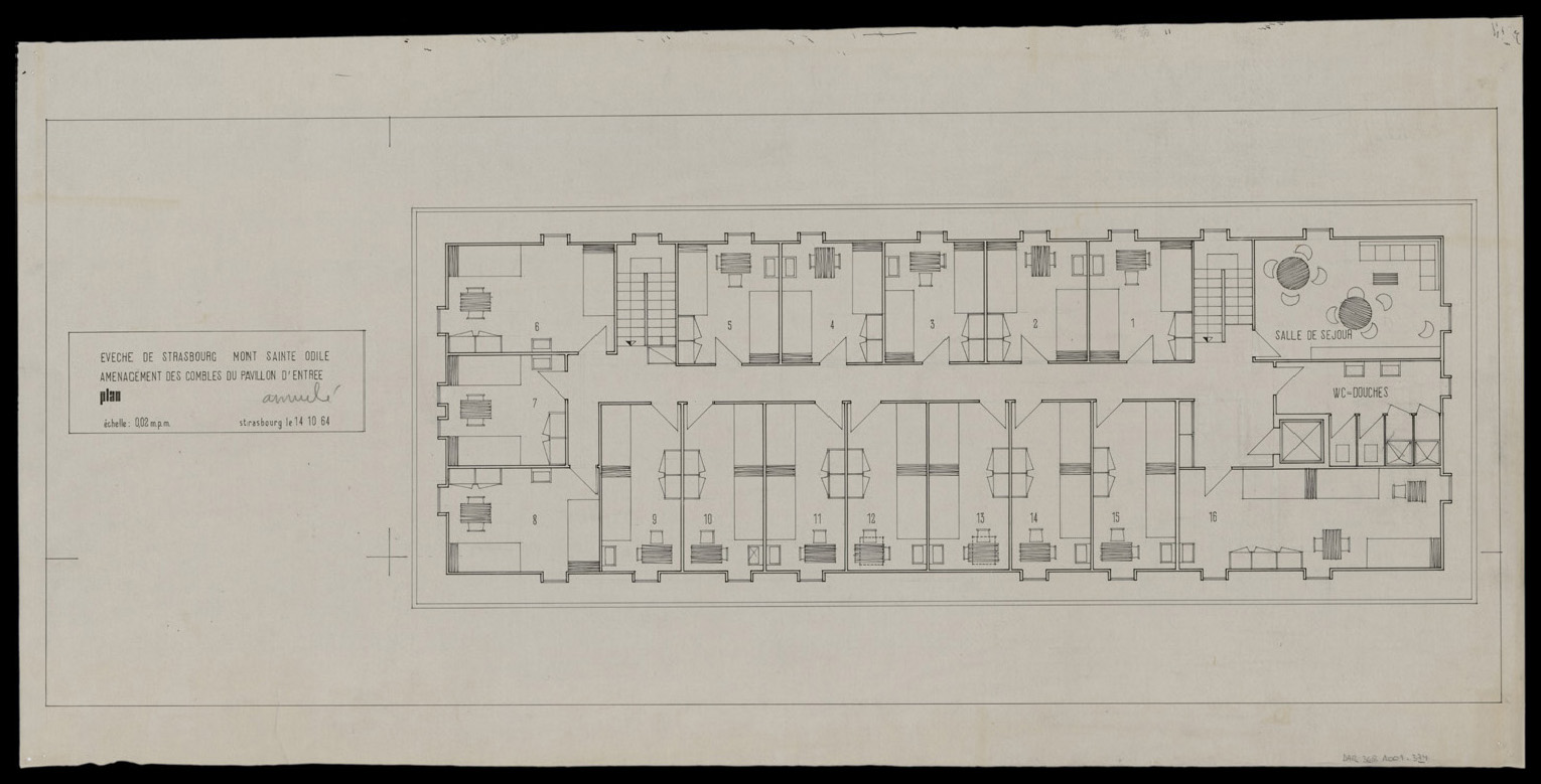 Projet d’aménagement des combles du pavillon d’entrée, plan de masse (variante non retenue).