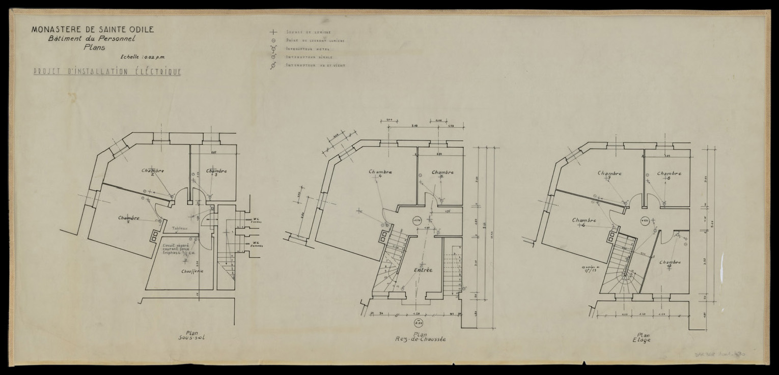 Projet d’installation électrique dans le bâtiment du personnel, plans de masse par niveaux.