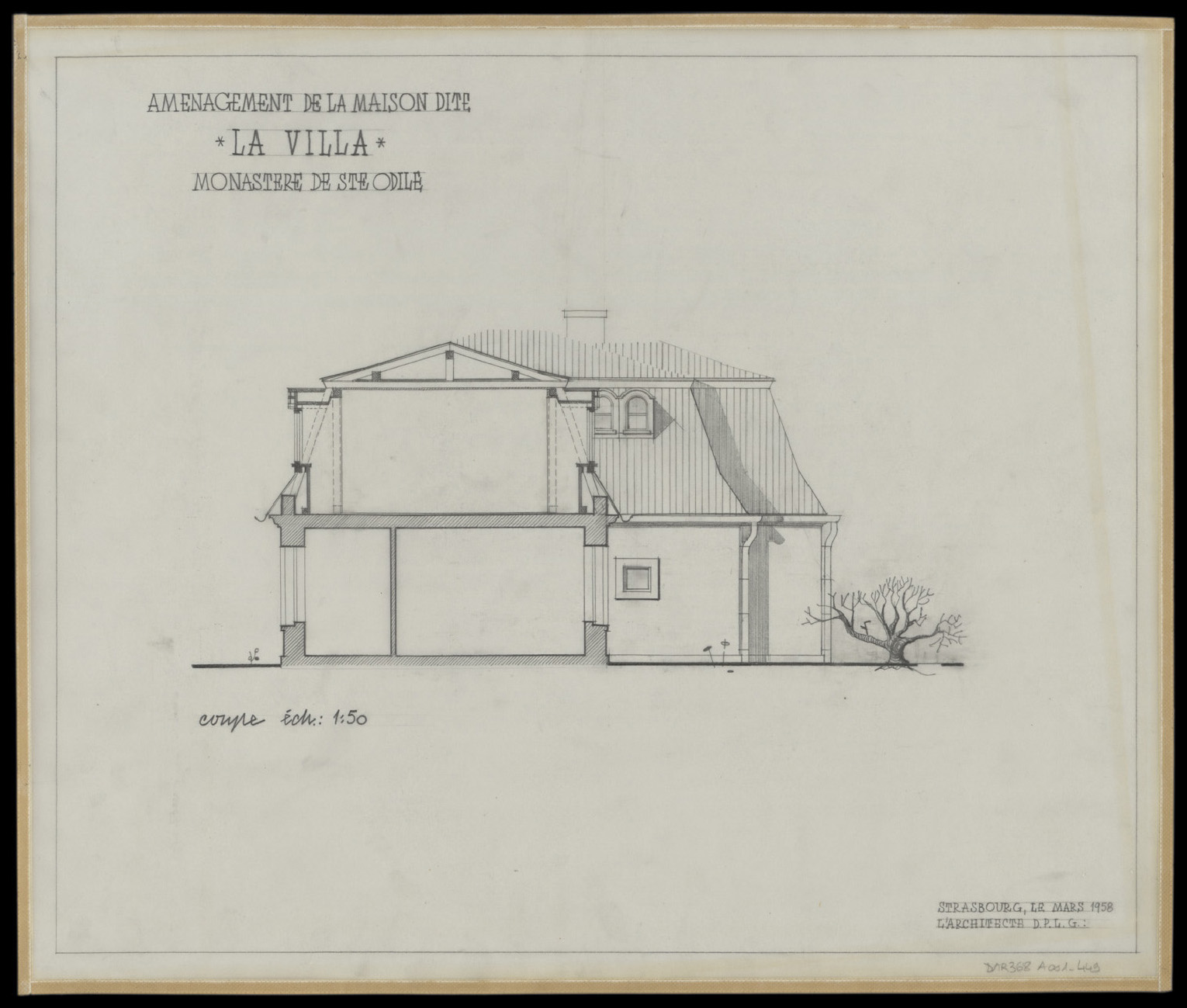 Projet d’aménagement de la maison dite « La Villa », coupe.