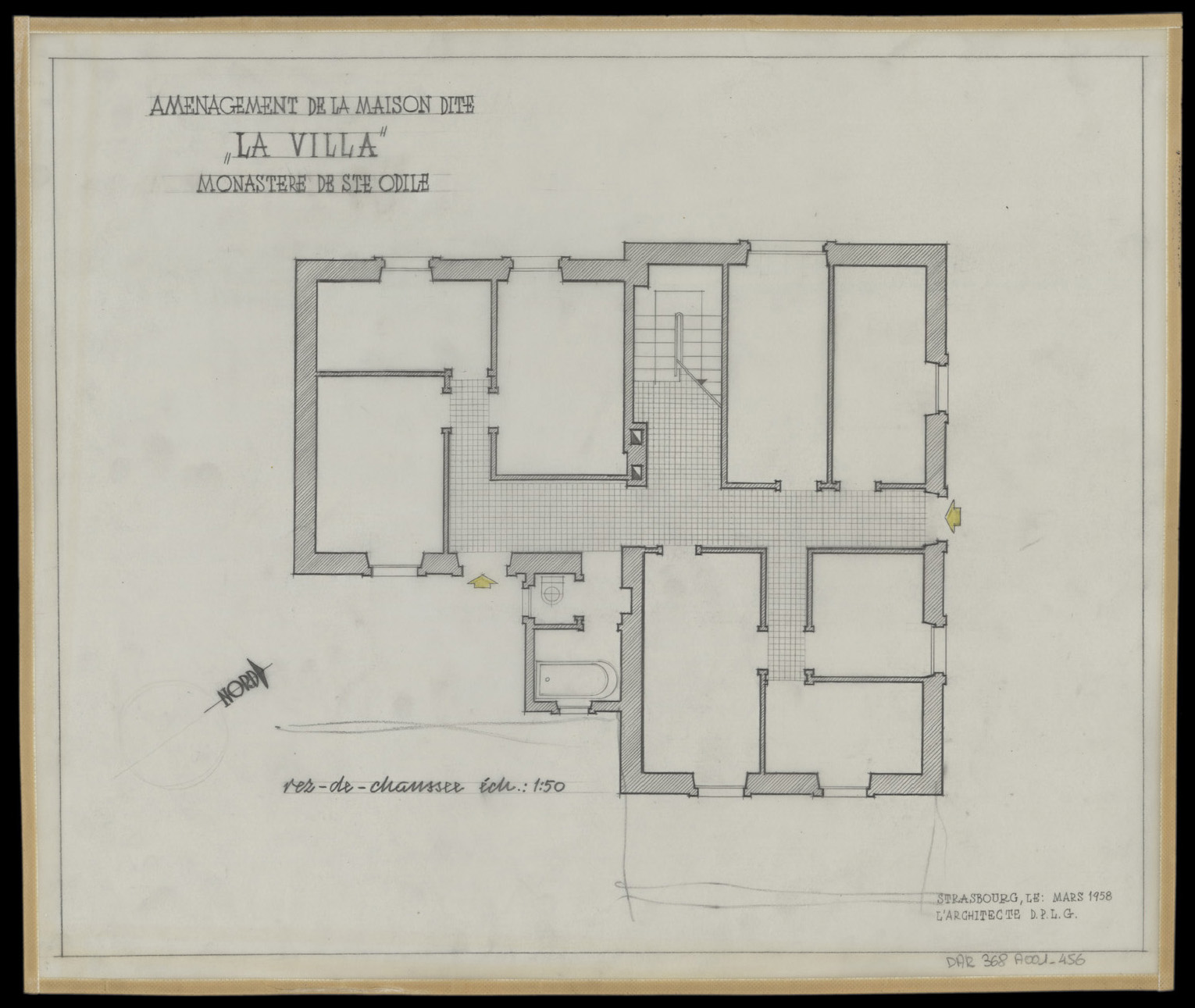 Projet d’aménagement de la maison dite « La Villa », plan de masse du rez-de-chaussée.