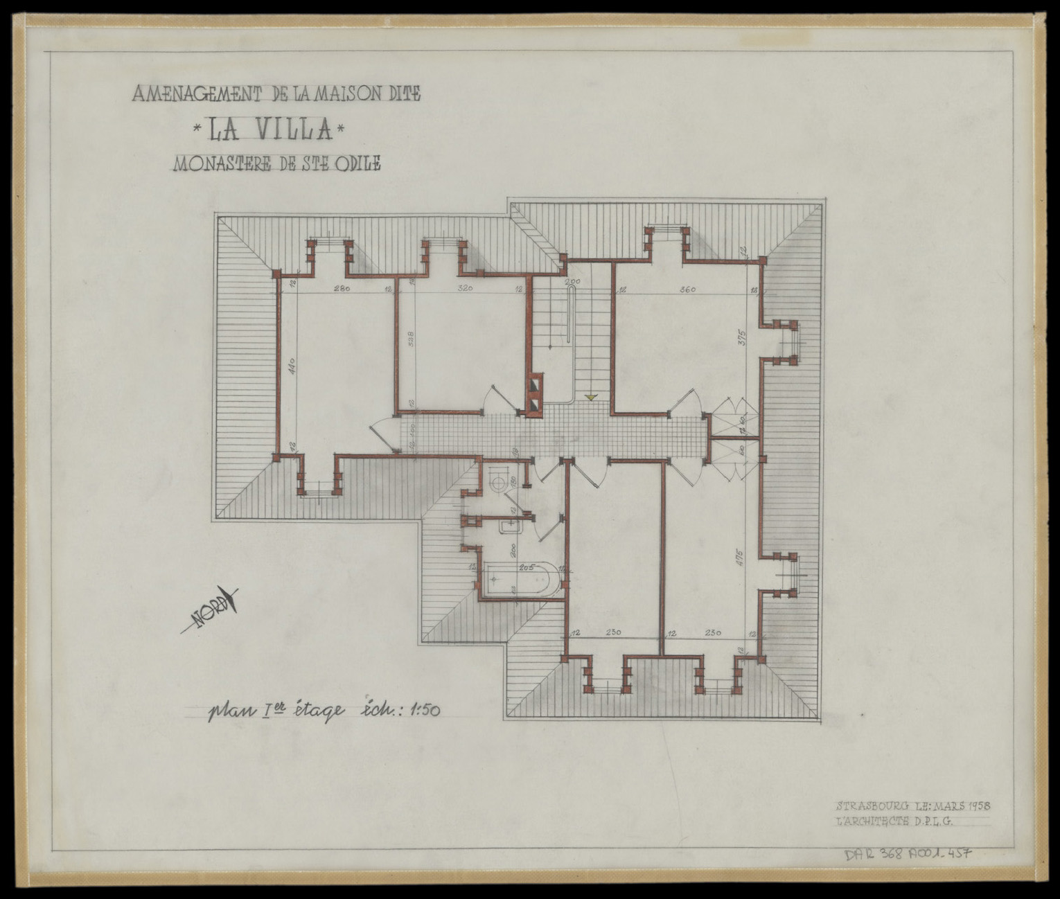 Projet d’aménagement de la maison dite « La Villa », plan de masse de l’étage.