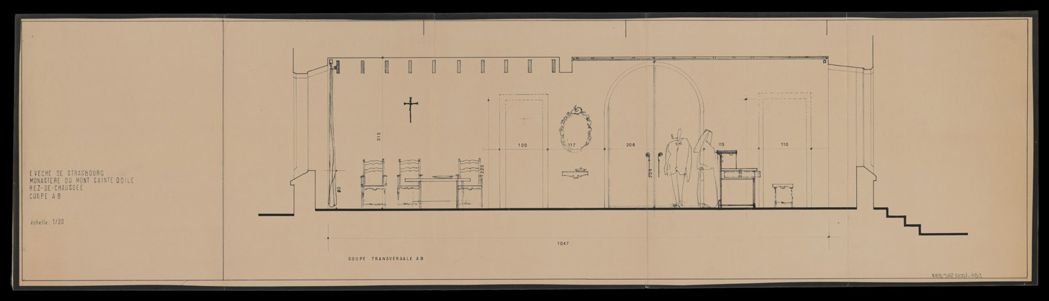 Rez-de-chaussée, coupe intérieure.