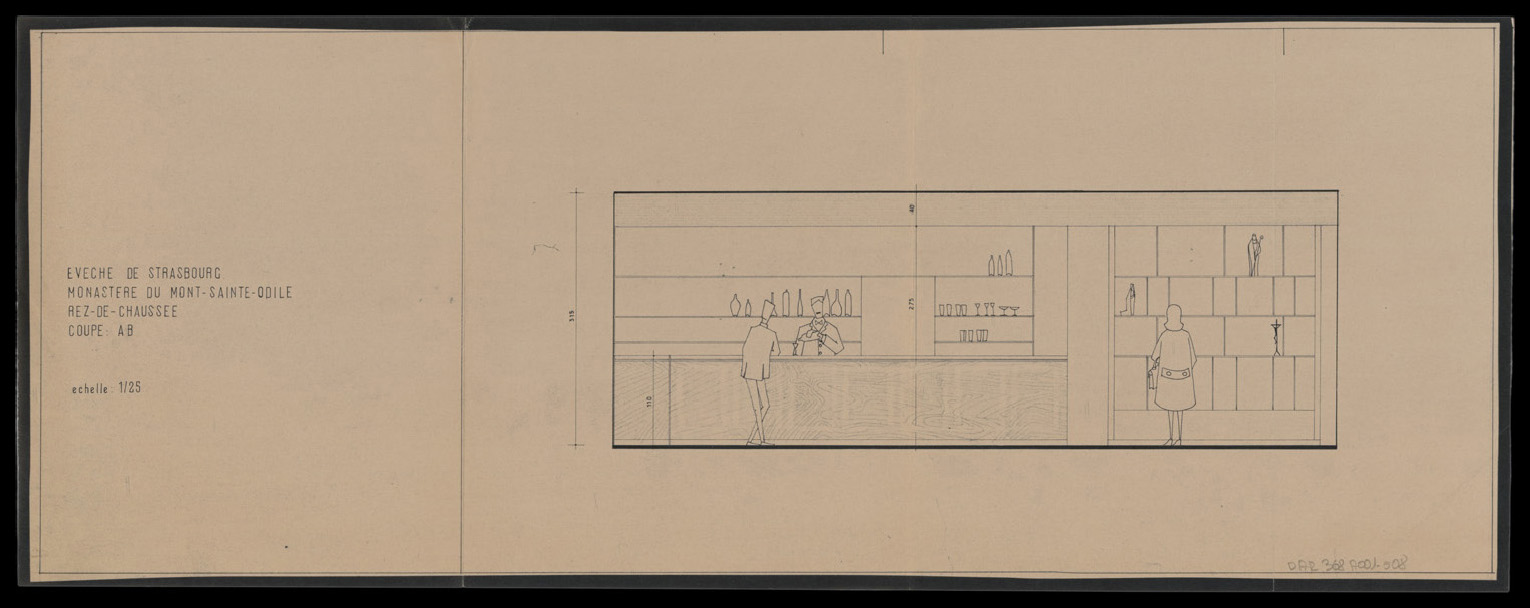 Rez-de-chaussée, coupe intérieure.