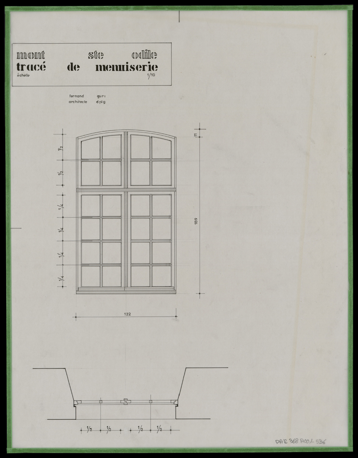 Fenêtre, plan et élévation.