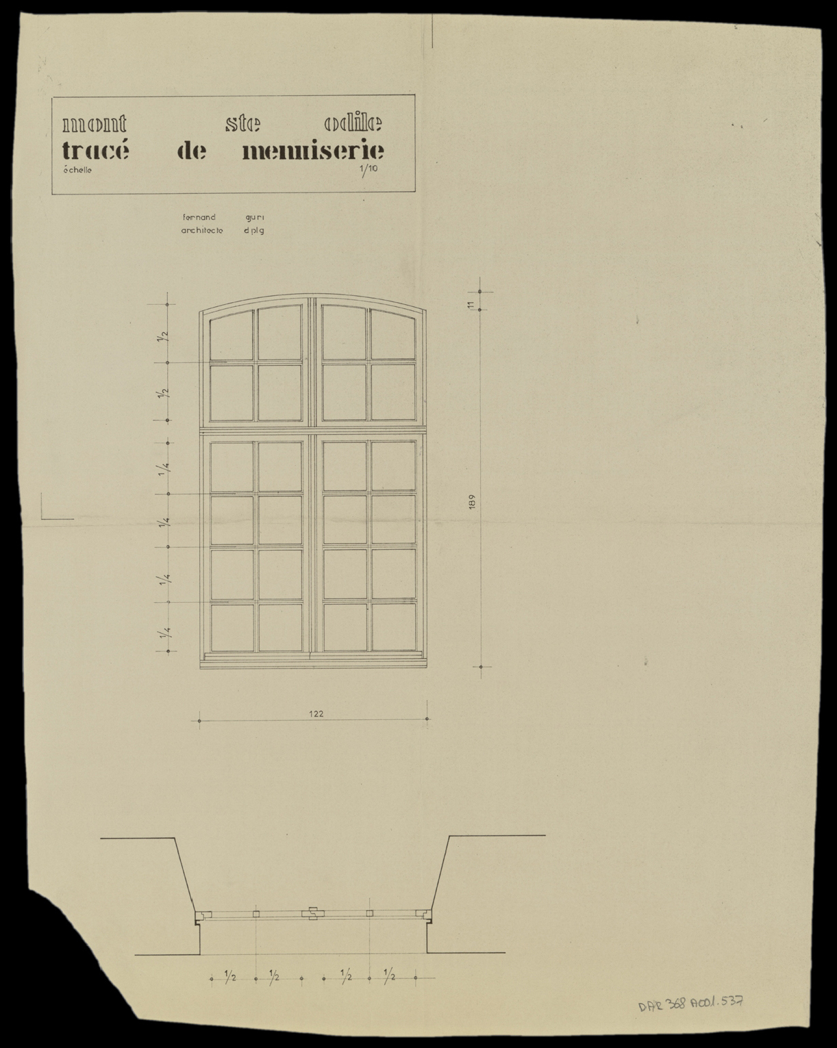 Fenêtre, plan et élévation.