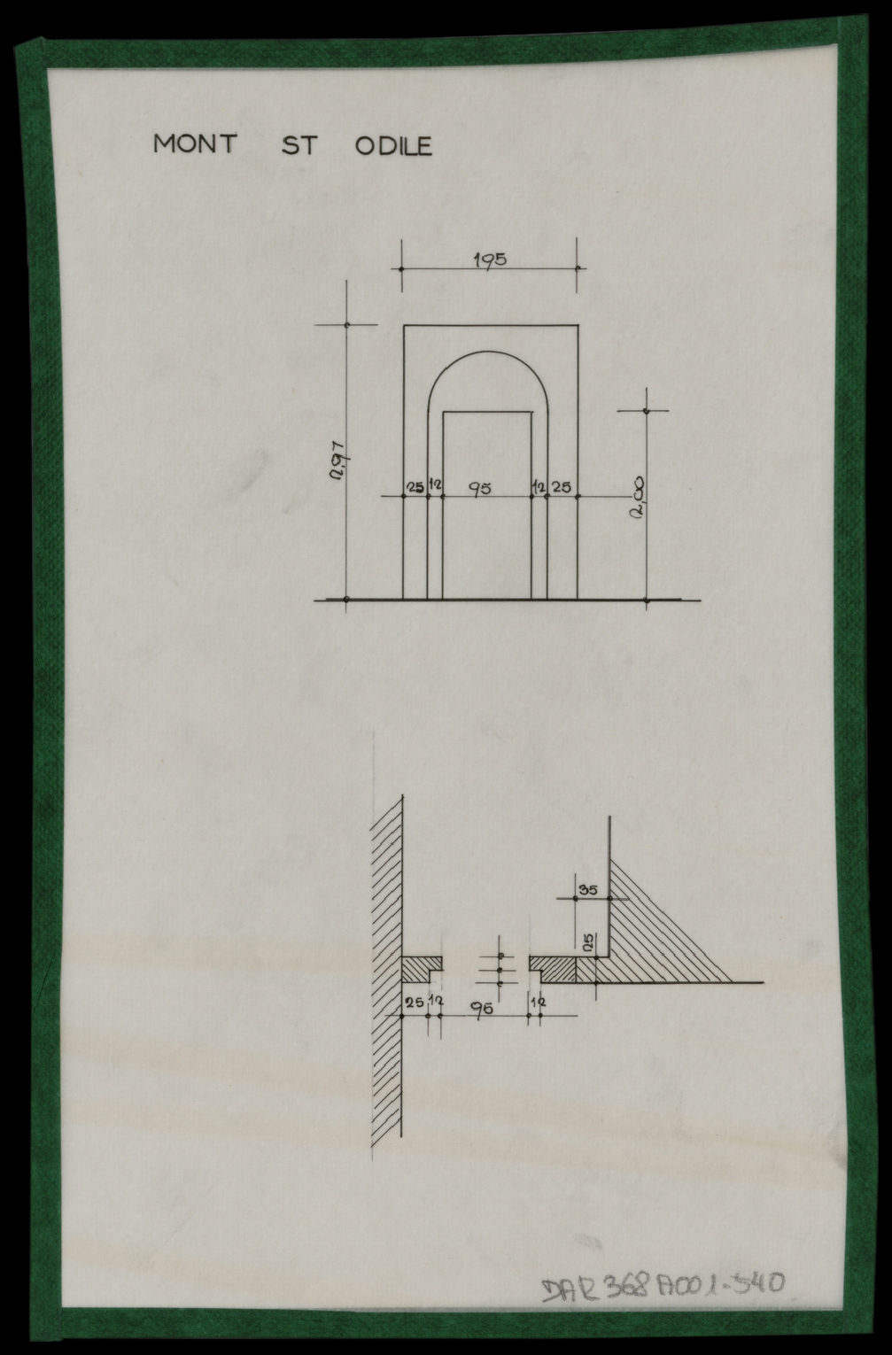 Porte, plan et élévation.