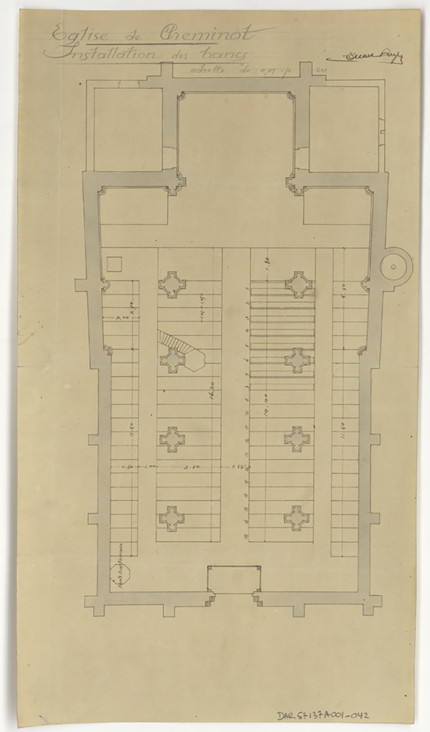 Projet de bancs, plan d’installation.