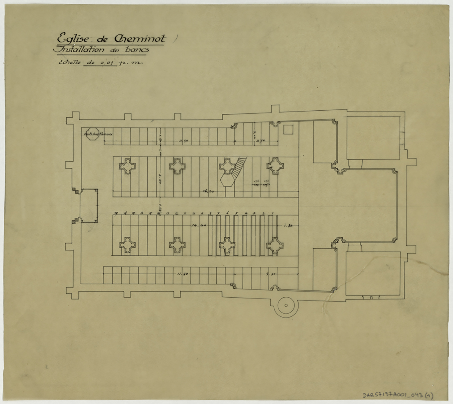 Projet de bancs, plan d’installation.