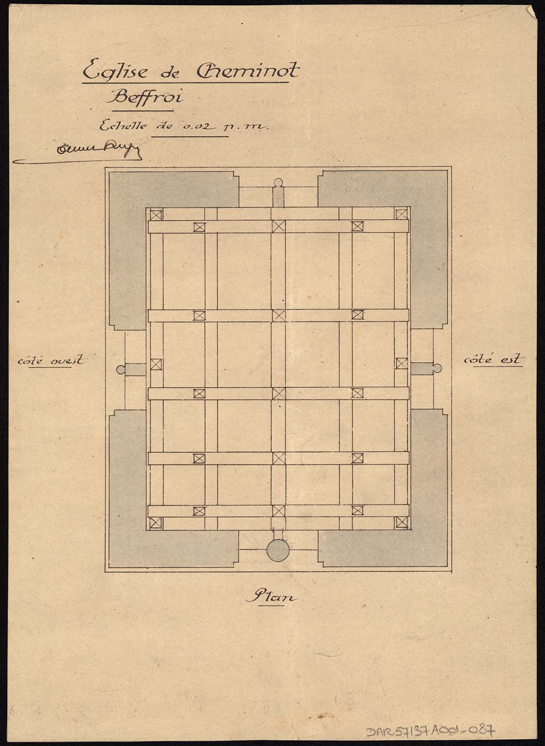 Plan de masse du beffroi.