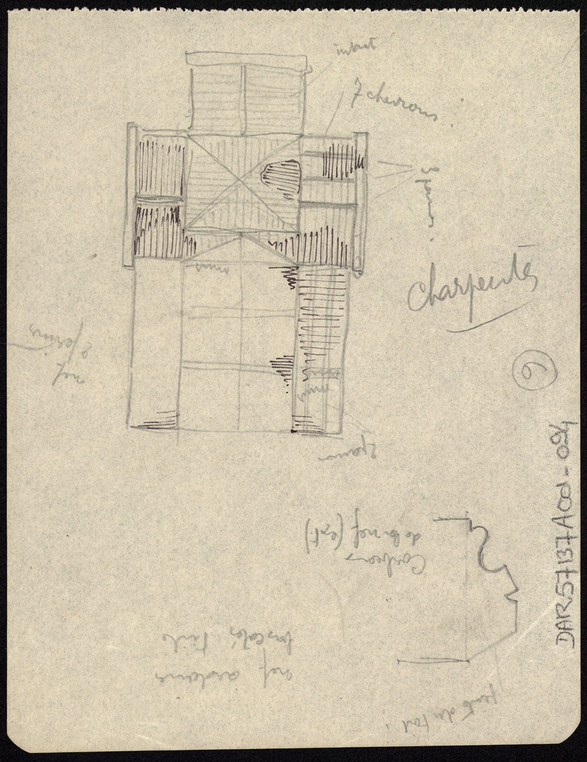 Dommages de guerre, plan d’ensemble de la charpente.