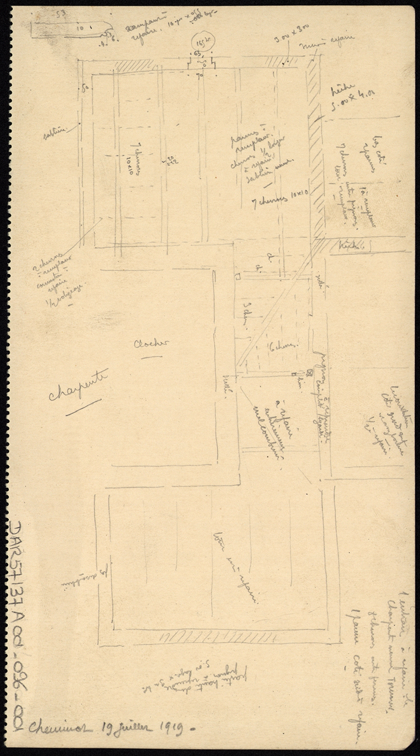 Plan de la toiture du transept.