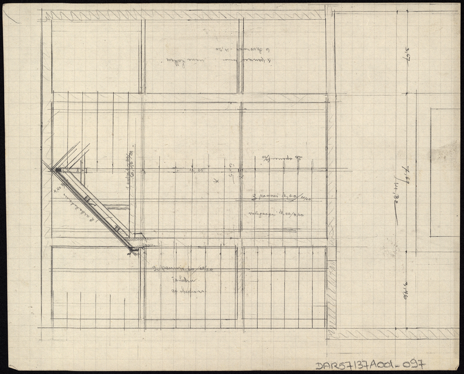 Plan de la toiture du chevet.