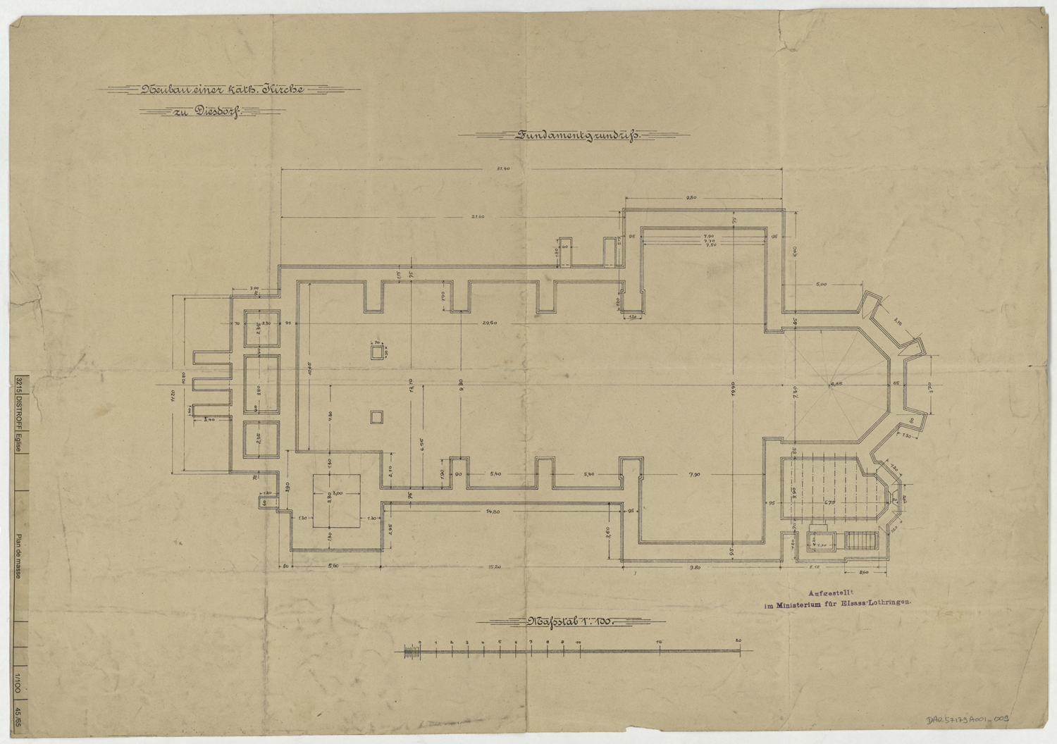 Plan de masse des fondations.