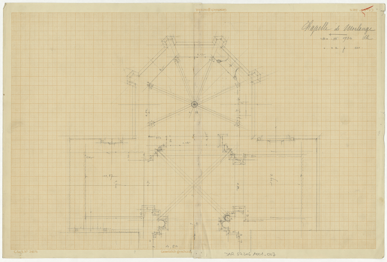 Plan de masse du transept et du choeur.