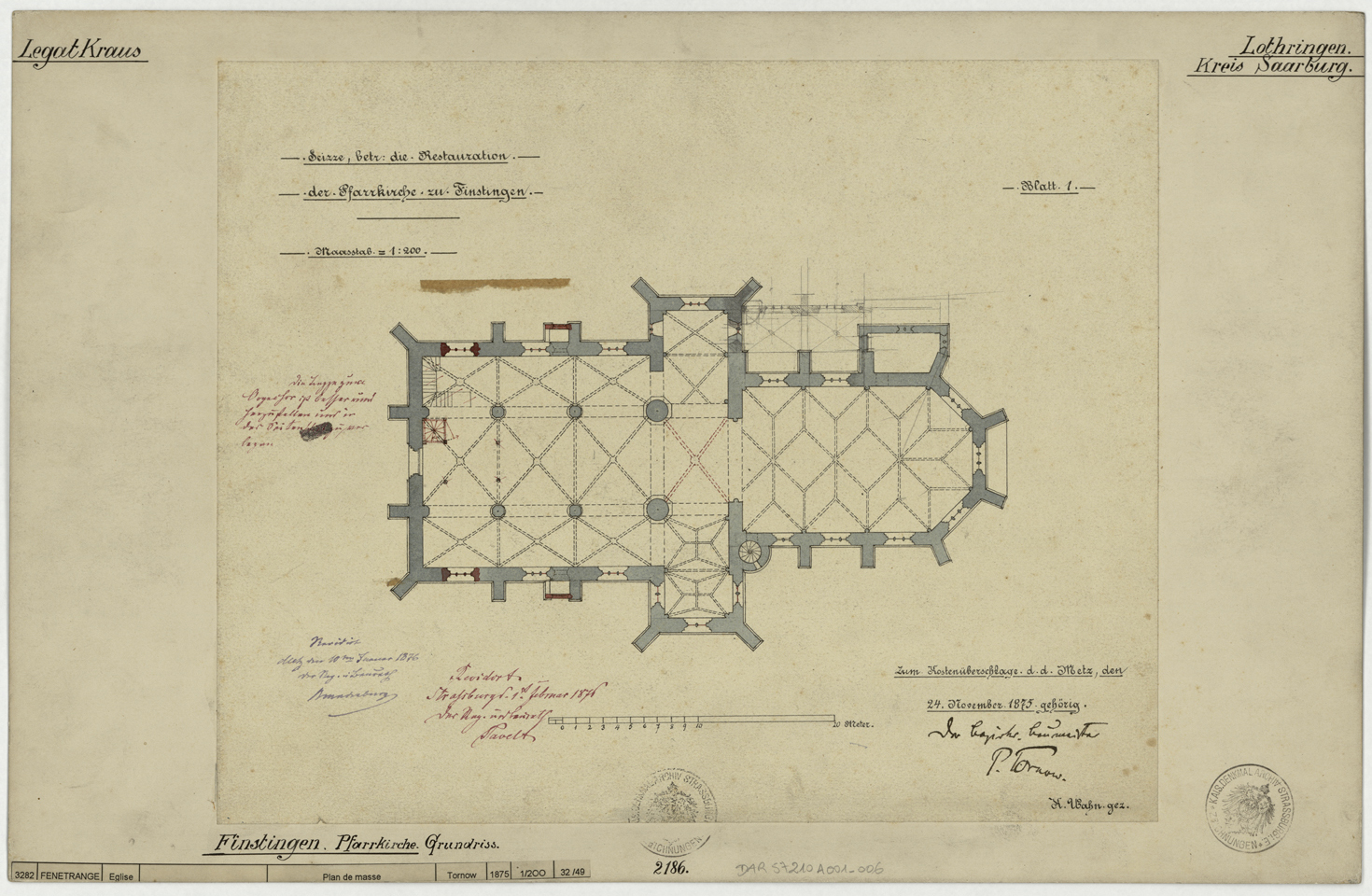 Projet de restauration, plan de masse.