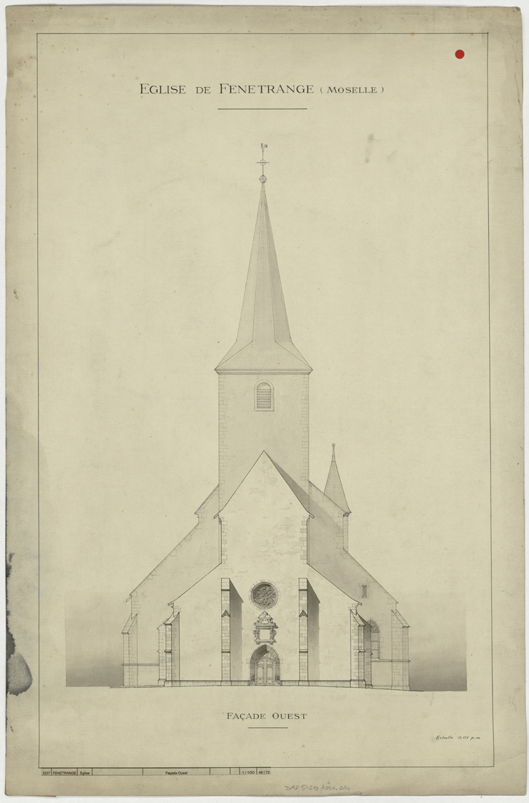 Élévation de la façade occidentale.