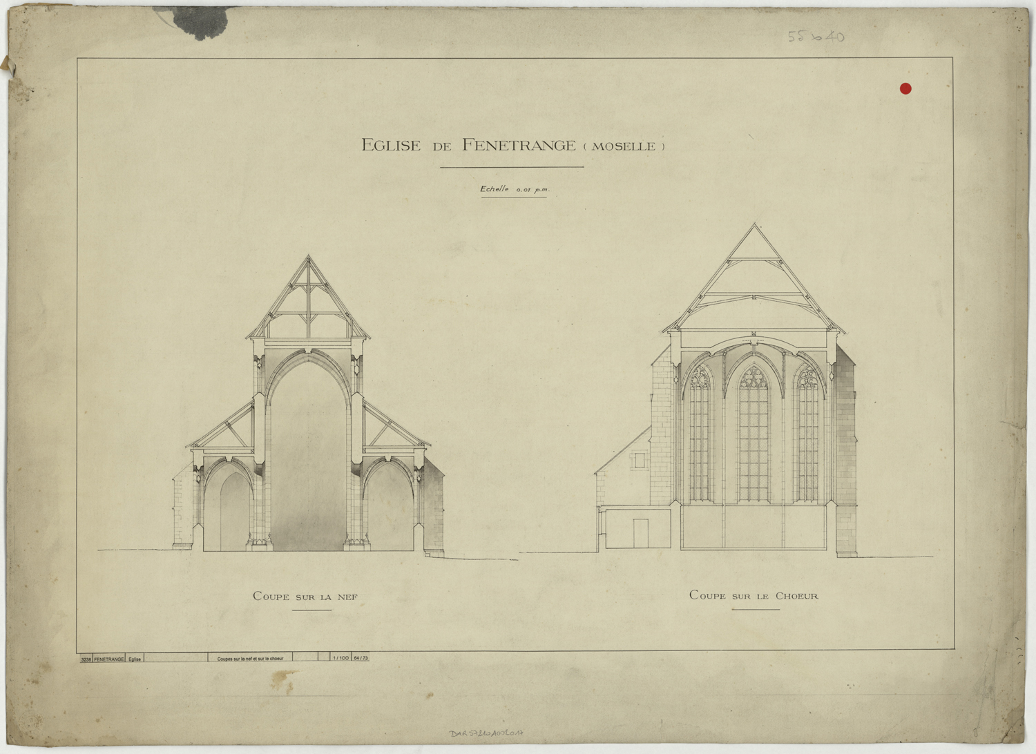 Coupes transversales sur la nef et sur le chœur