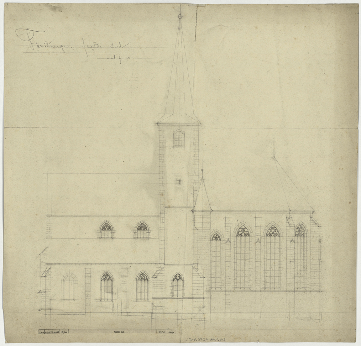 Élévation de la façade sud.