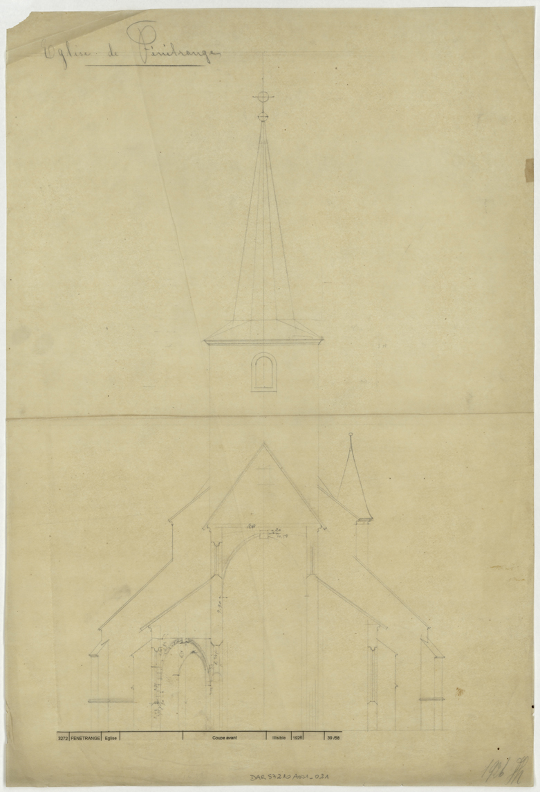 Coupe transversale sur la nef.