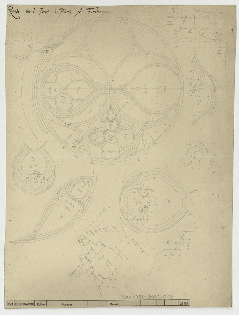 Rose occidentale, plans et profils de modénatures.