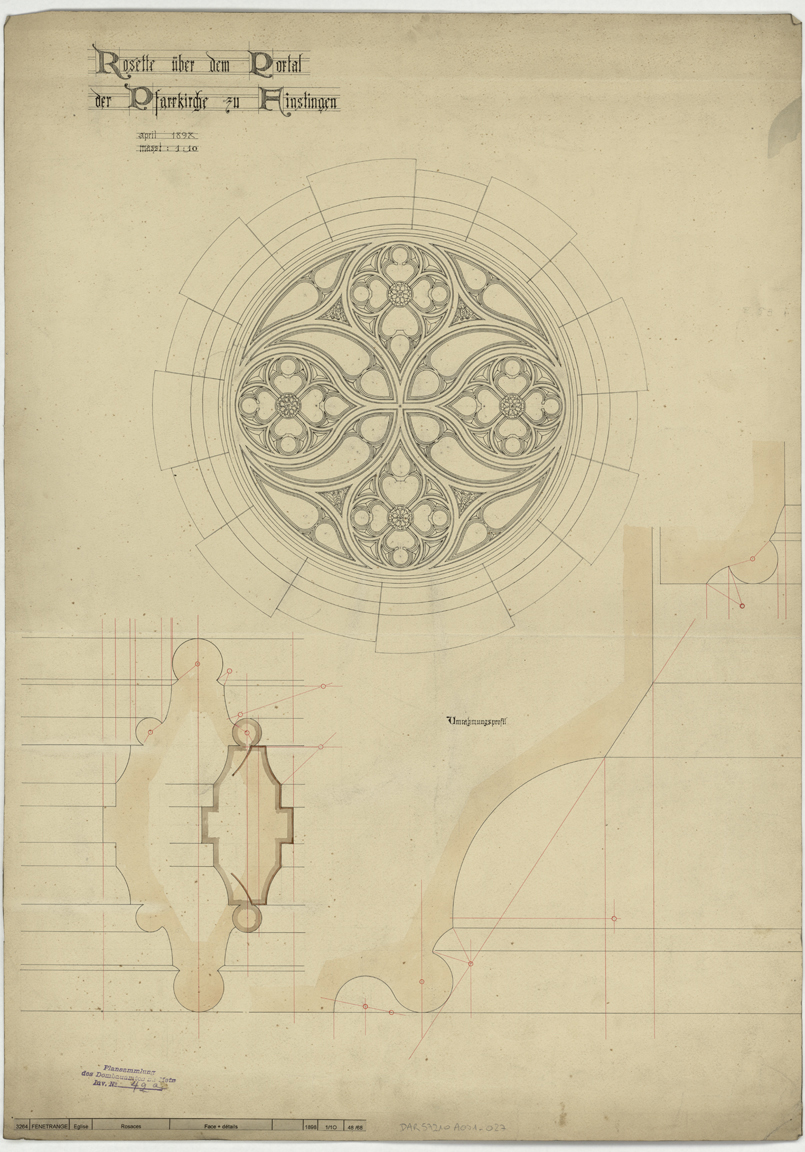 Rose occidentale, élévation principale et profils de modénatures.