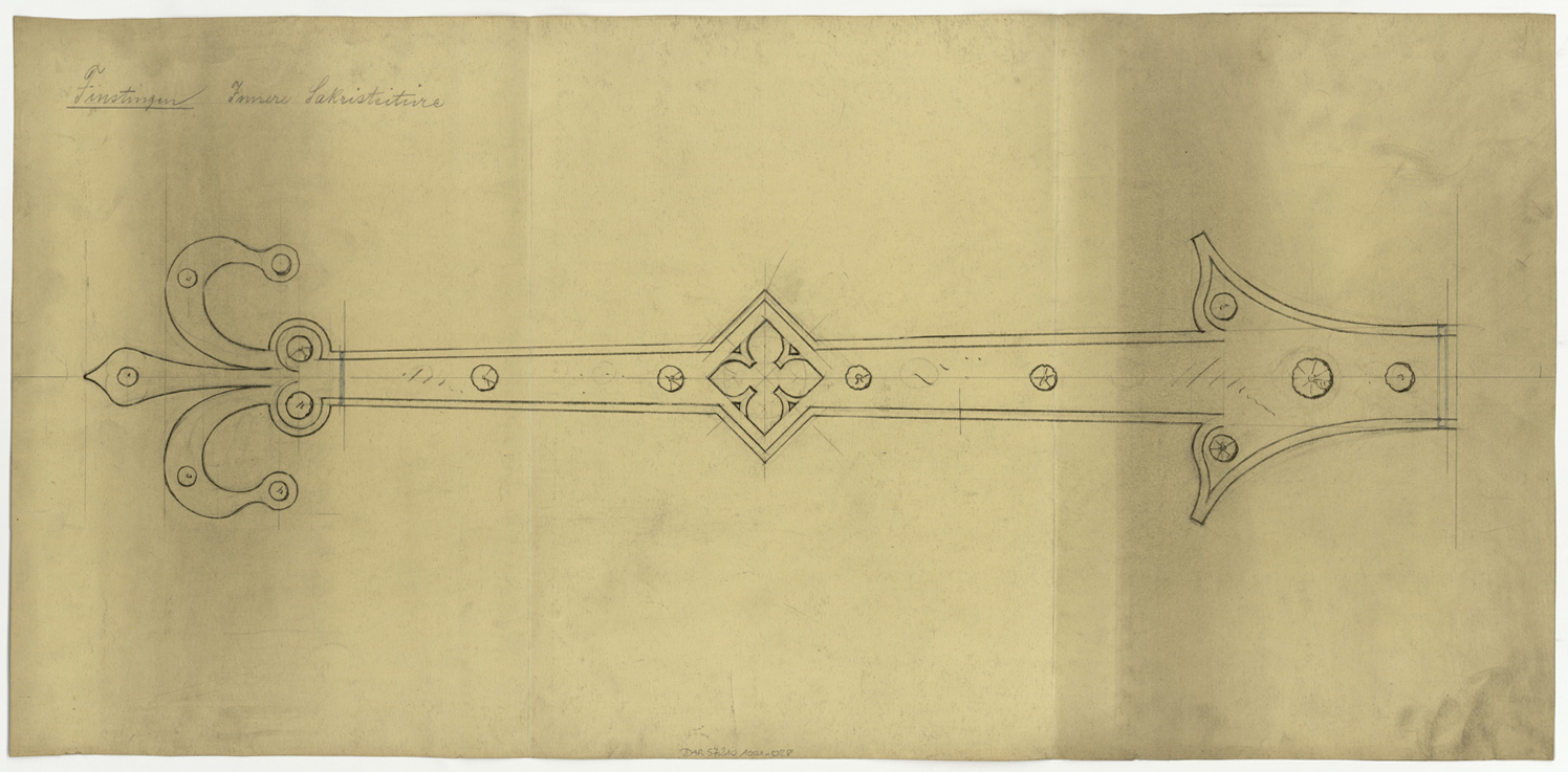 Sacristie, détail d’une penture de la porte.