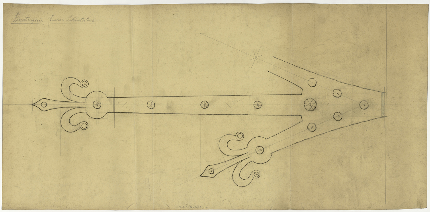Sacristie, détail d’une penture de la porte.