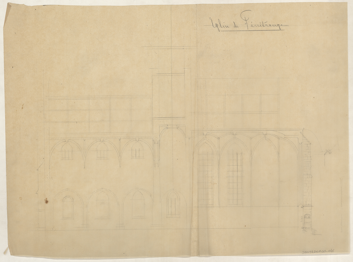 Coupe longitudinale sur la façade sud.