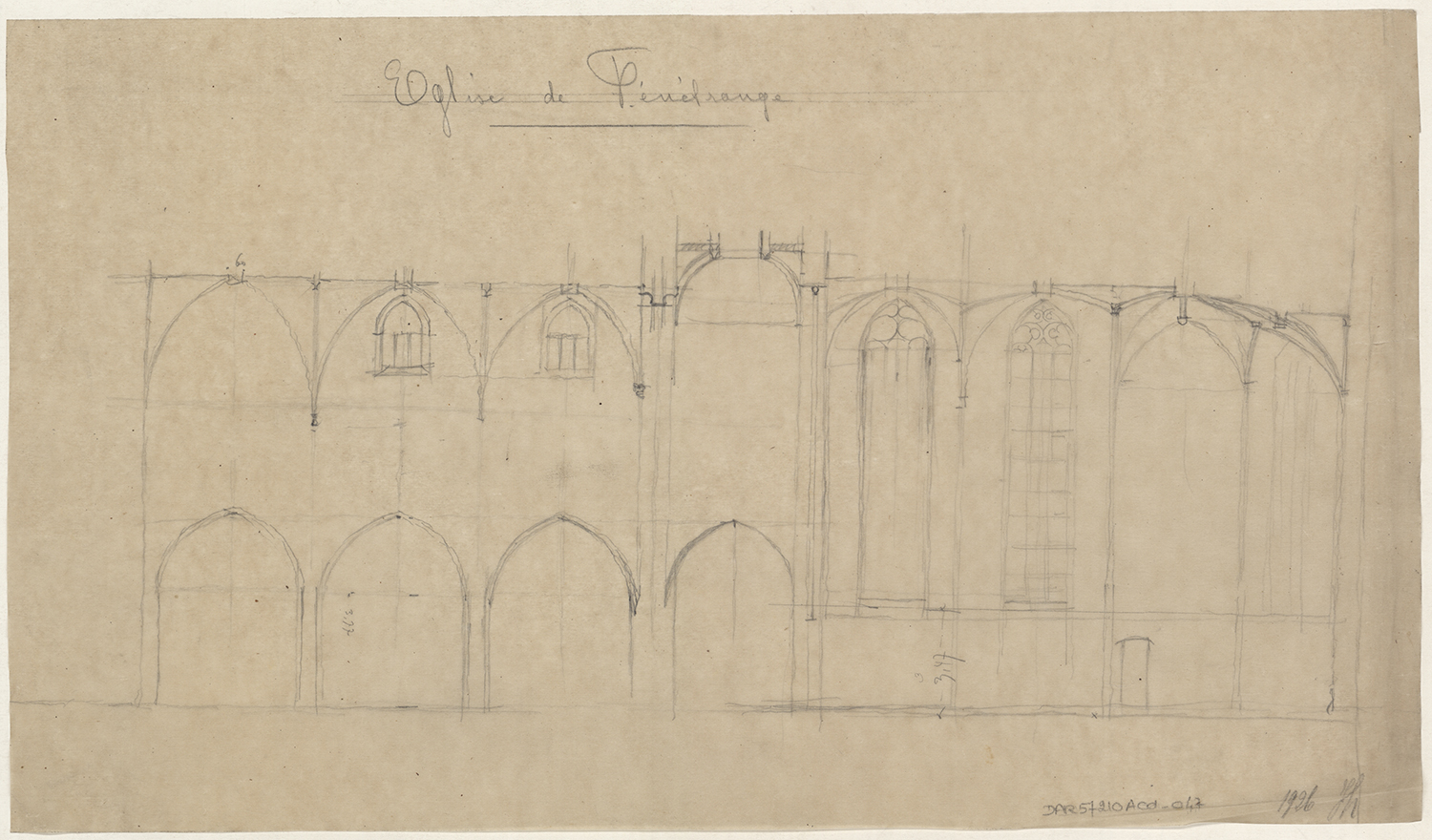 Coupe longitudinale sur la façade sud.
