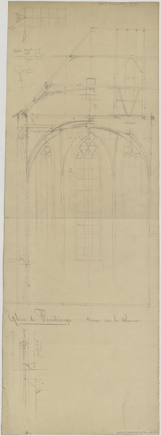 Coupe sur la charpente du chœur