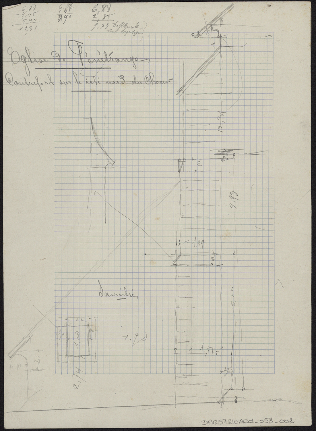 Élévation latérale d’un contrefort nord du chœur