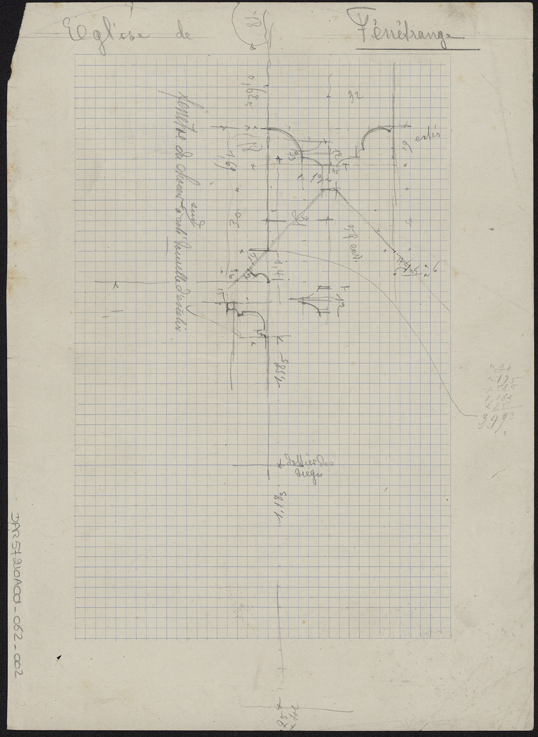 Plan d’une baie sud du chœur située à côté de la tourelle d’escalier.