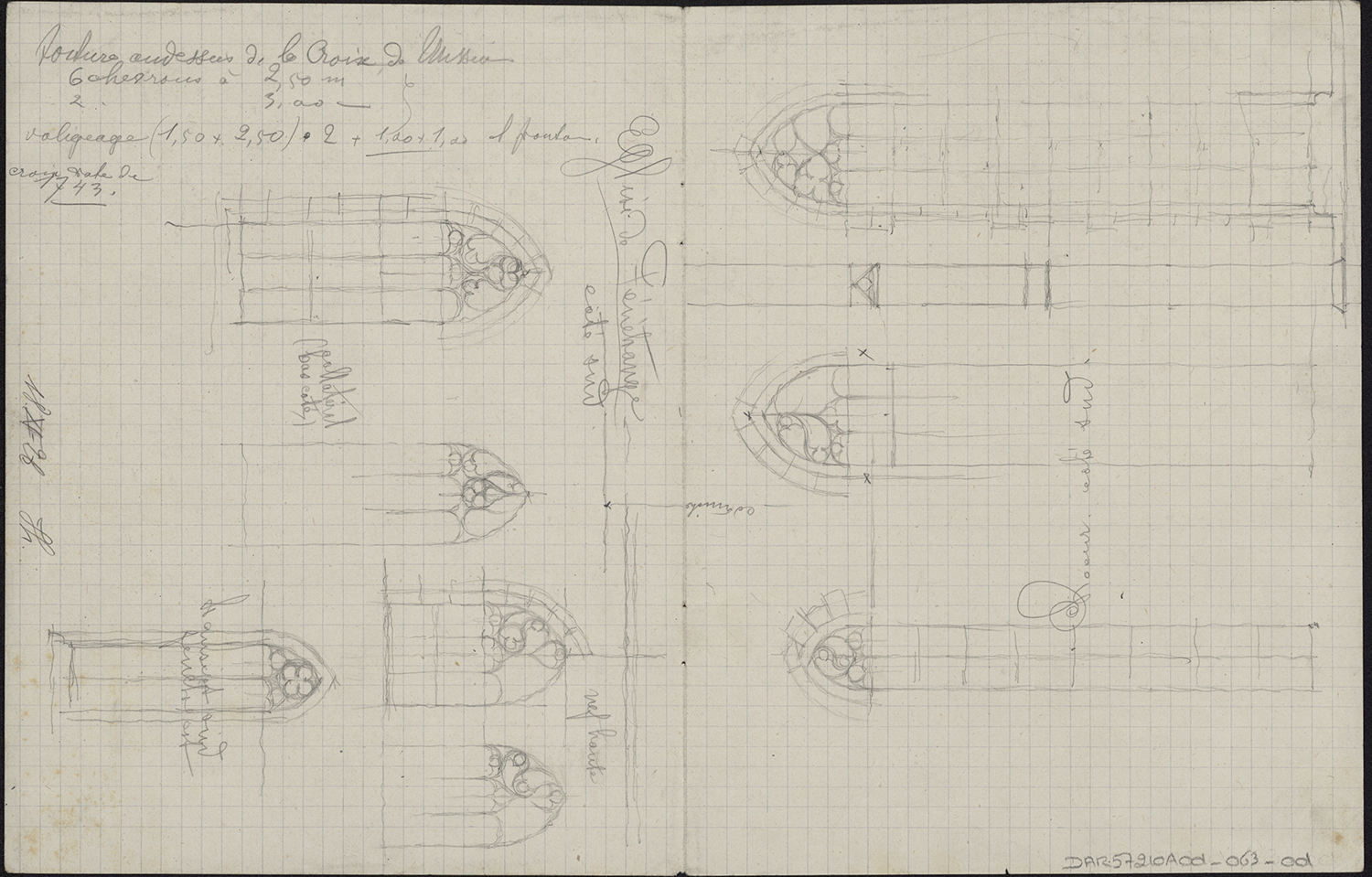 Ensemble de relevés de baies sur la façade sud.