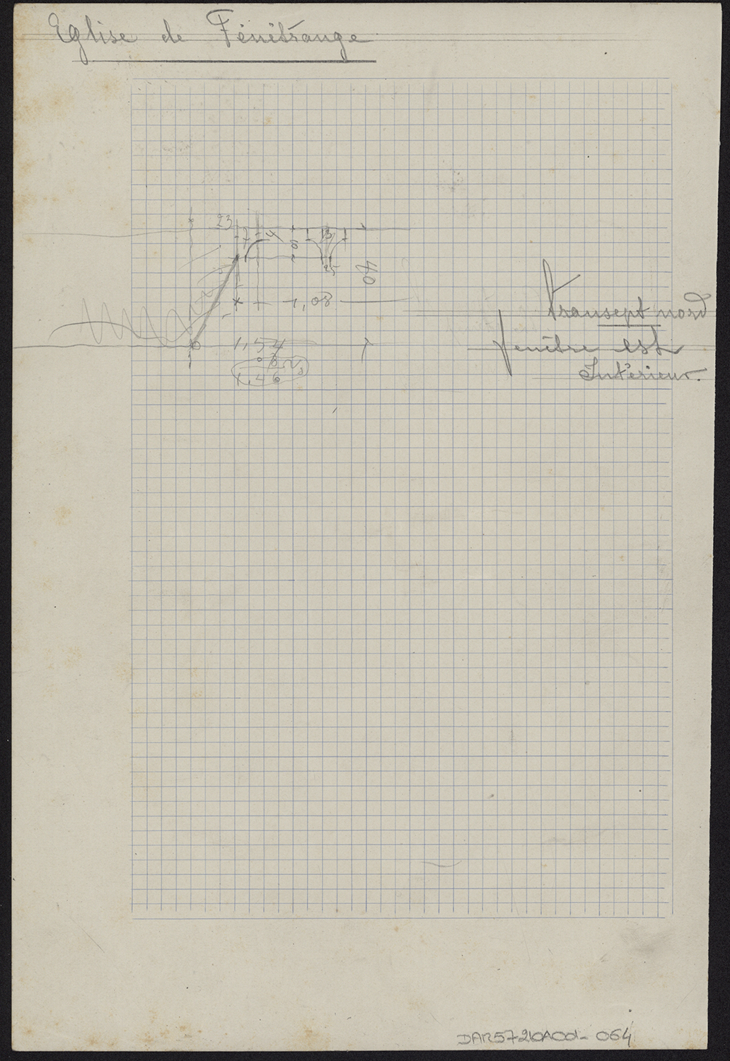 Plan de la baie est du transept nord.