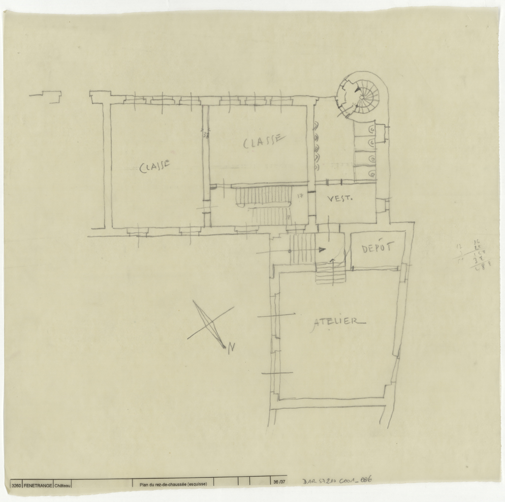 Projet d’aménagement d’un centre rural, plan de masse du rez-de-chaussée.