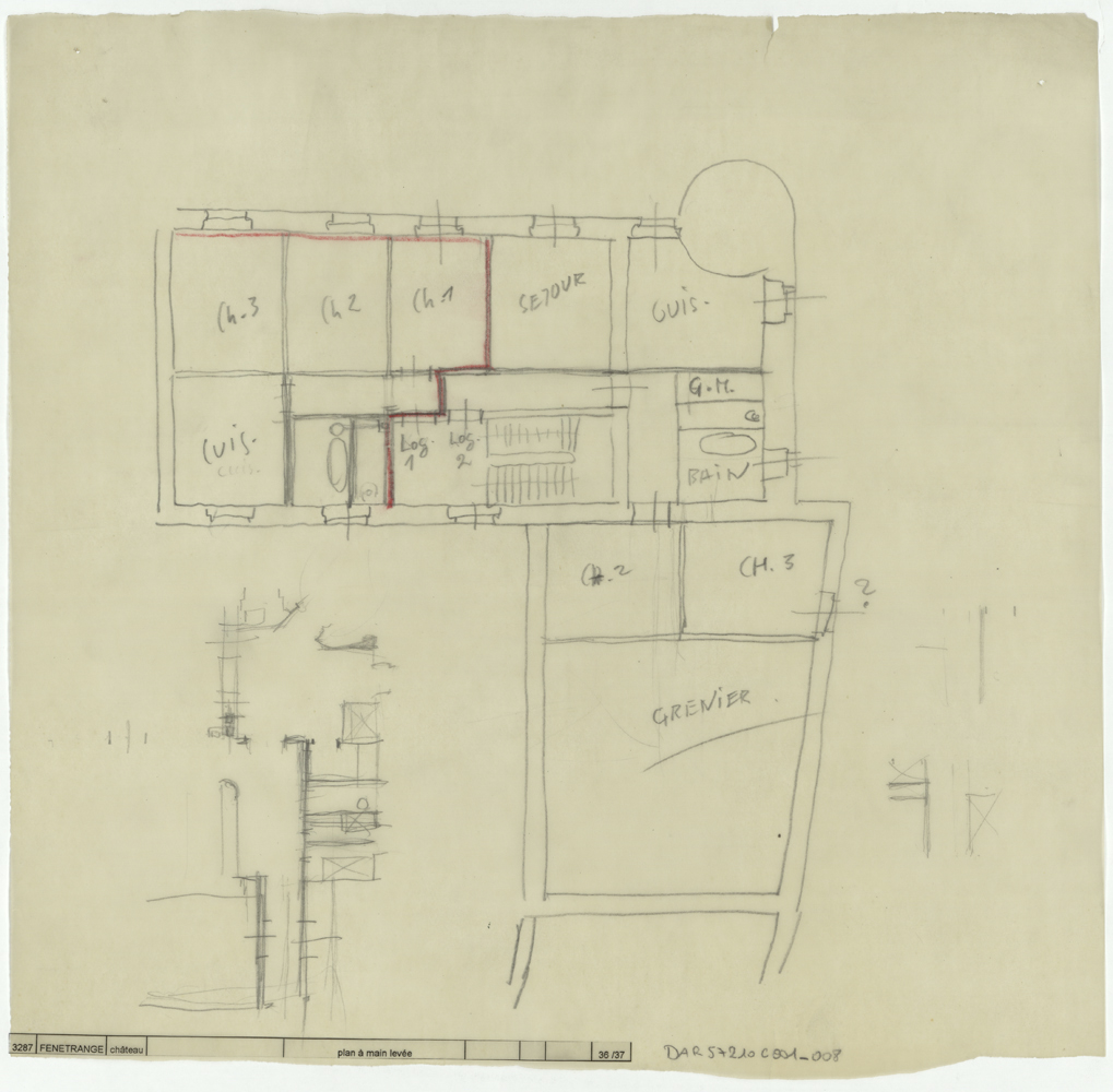 Projet d’aménagement d’un centre rural, plan de masse des combles.