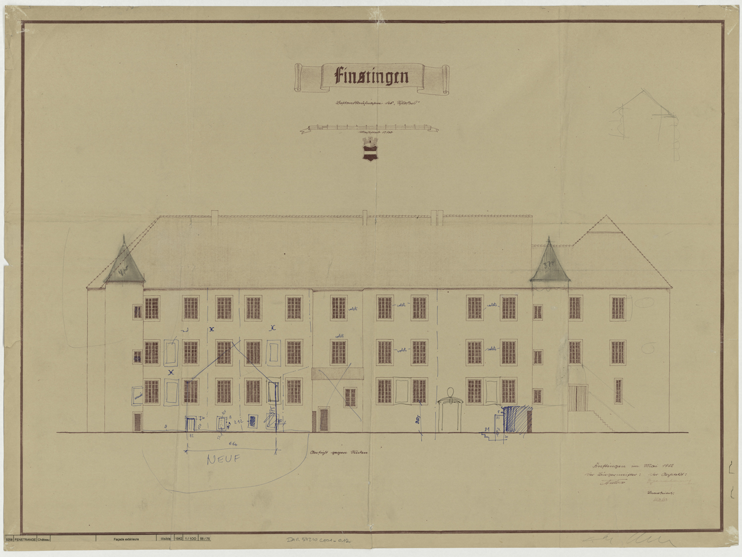 Projet de modification, élévation de la façade nord.