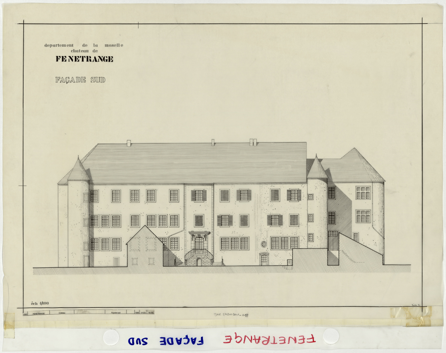 Élévation de la façade sud.