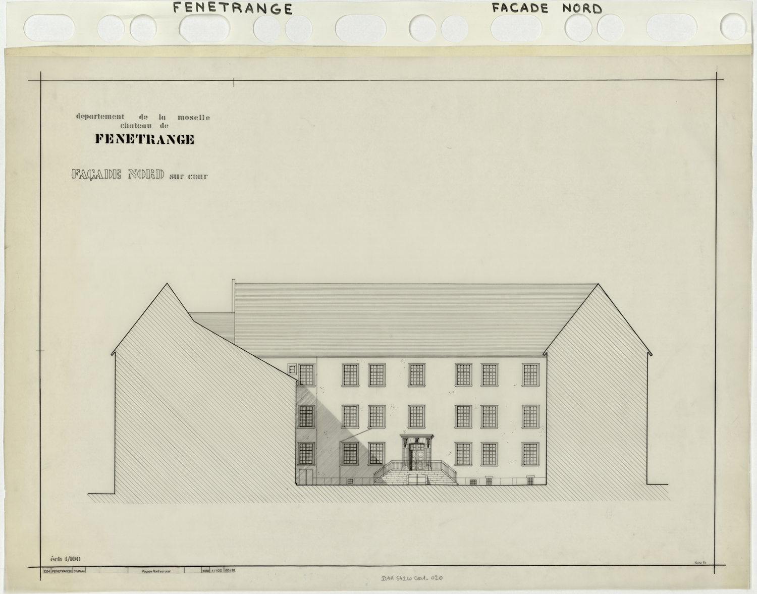 Élévation de la façade nord sur cour.