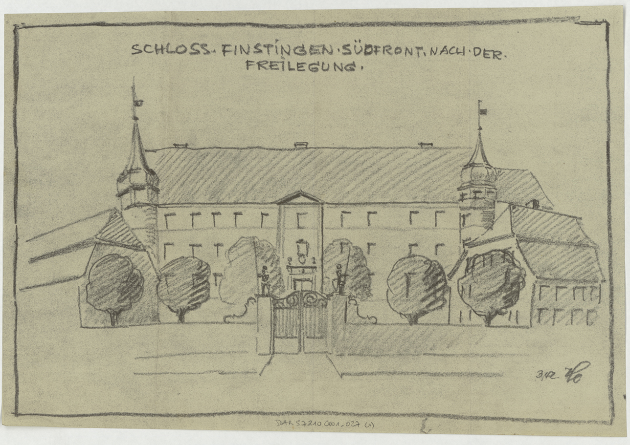 Elévation de la façade sud depuis la rue.