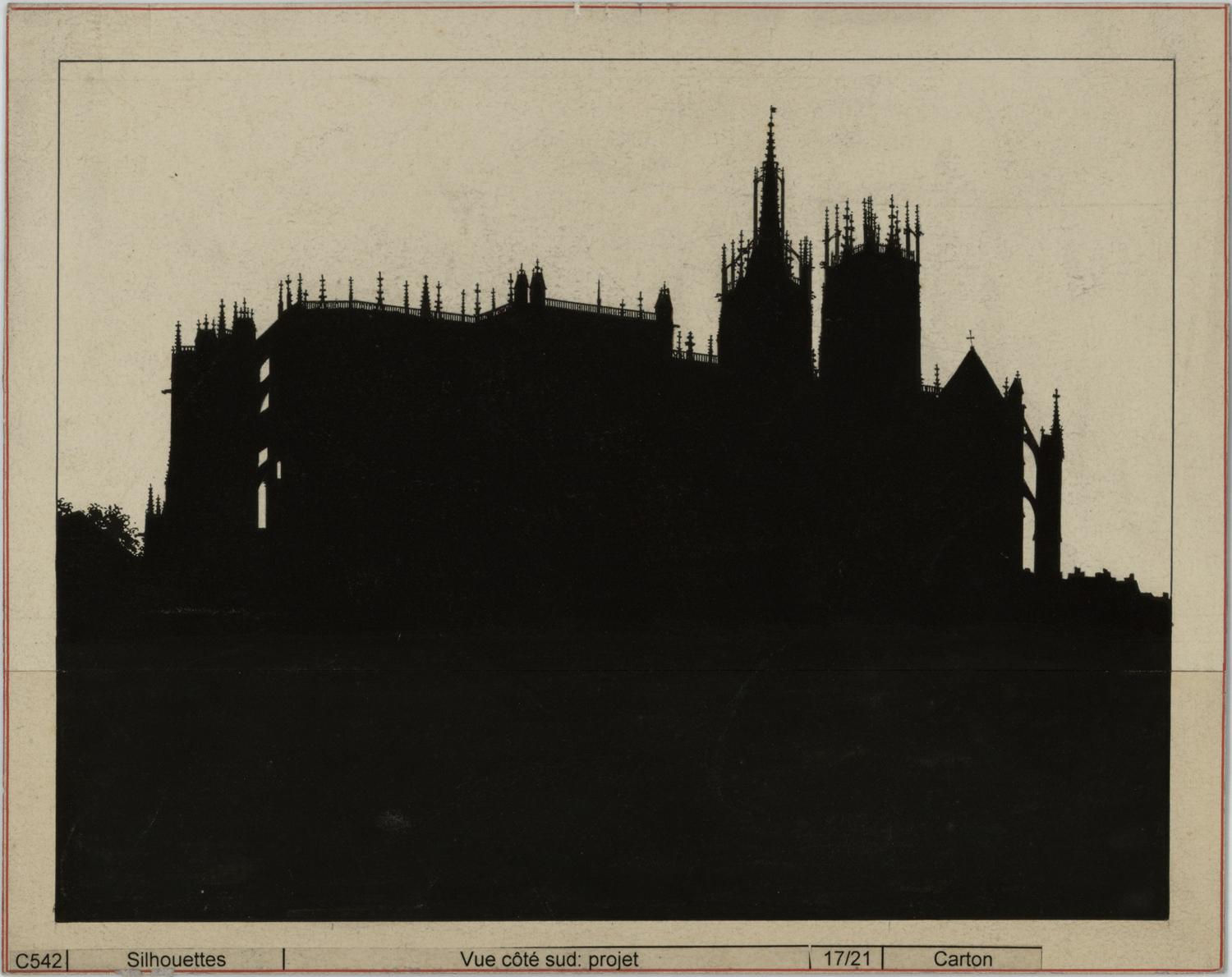 Projet de toiture, silhouette de la cathédrale du côté nord.