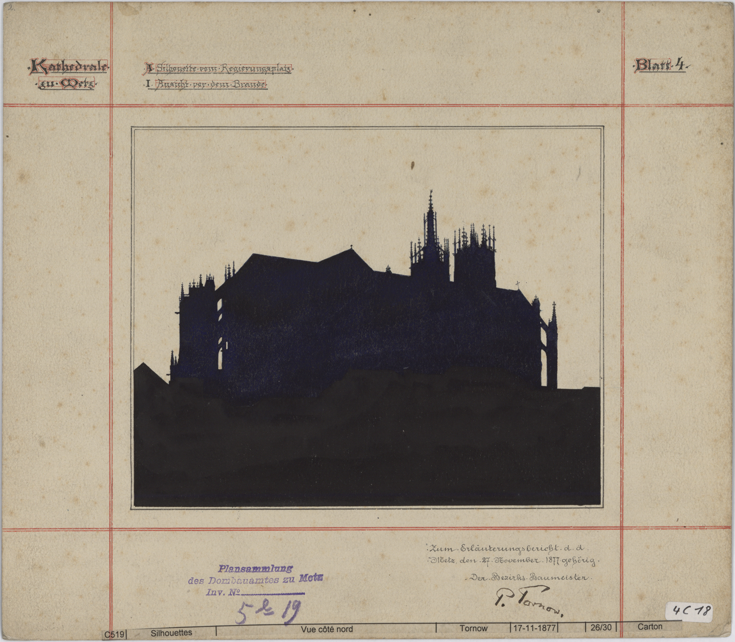 Silhouette de la cathédrale du côté nord avant l’incendie de 1877.